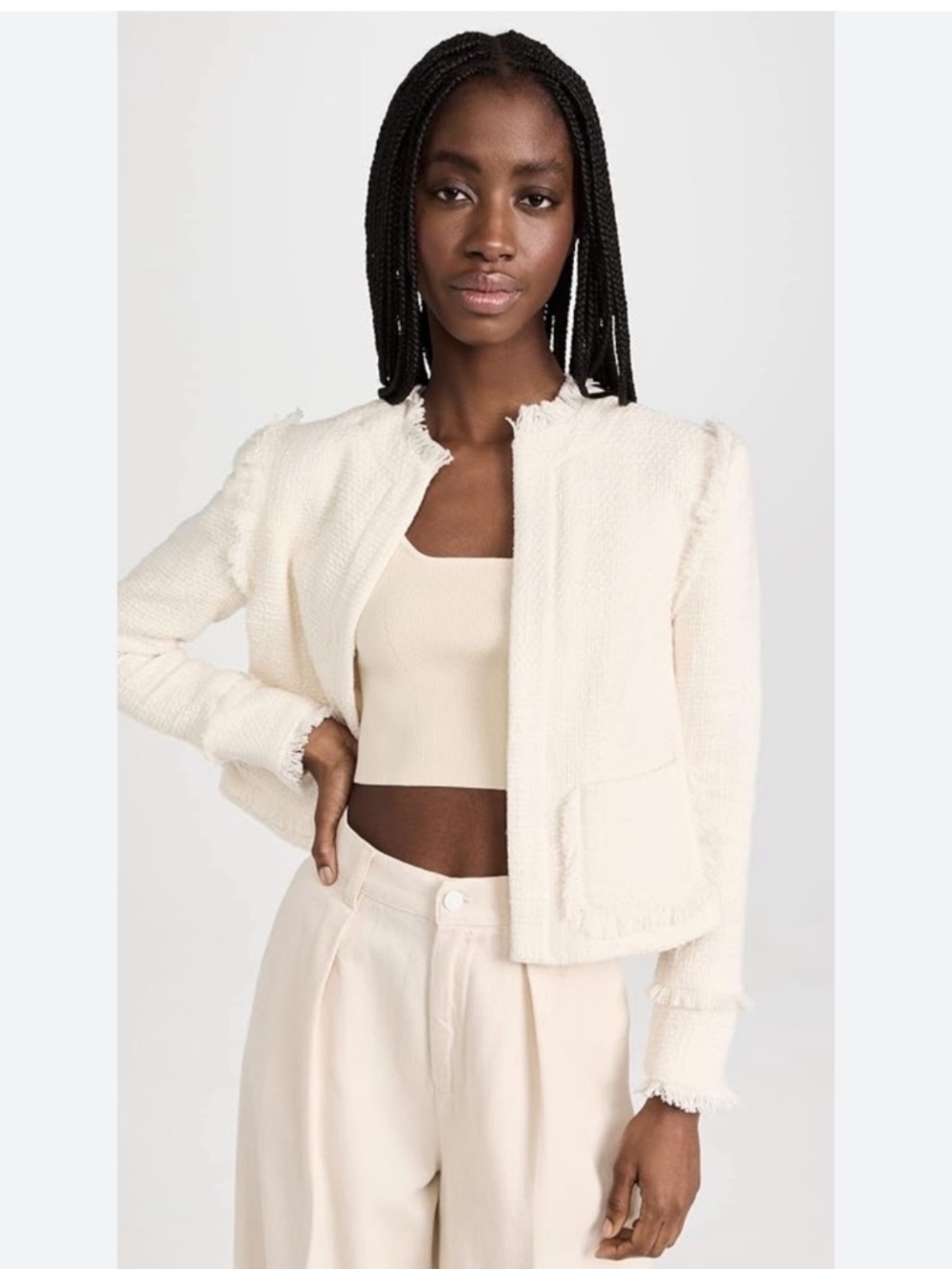 Karl Lagerfeld white blazer with fringe